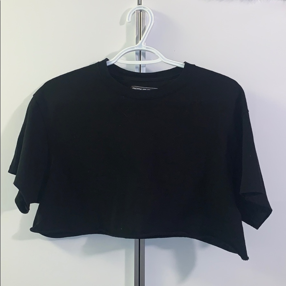 Black crop top: PLT